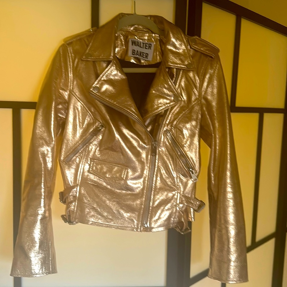 Metallic Gold Lamb Leather Jacket….